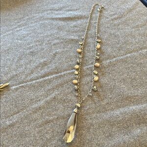 Chicos crystal and pearl adjustable long  necklace